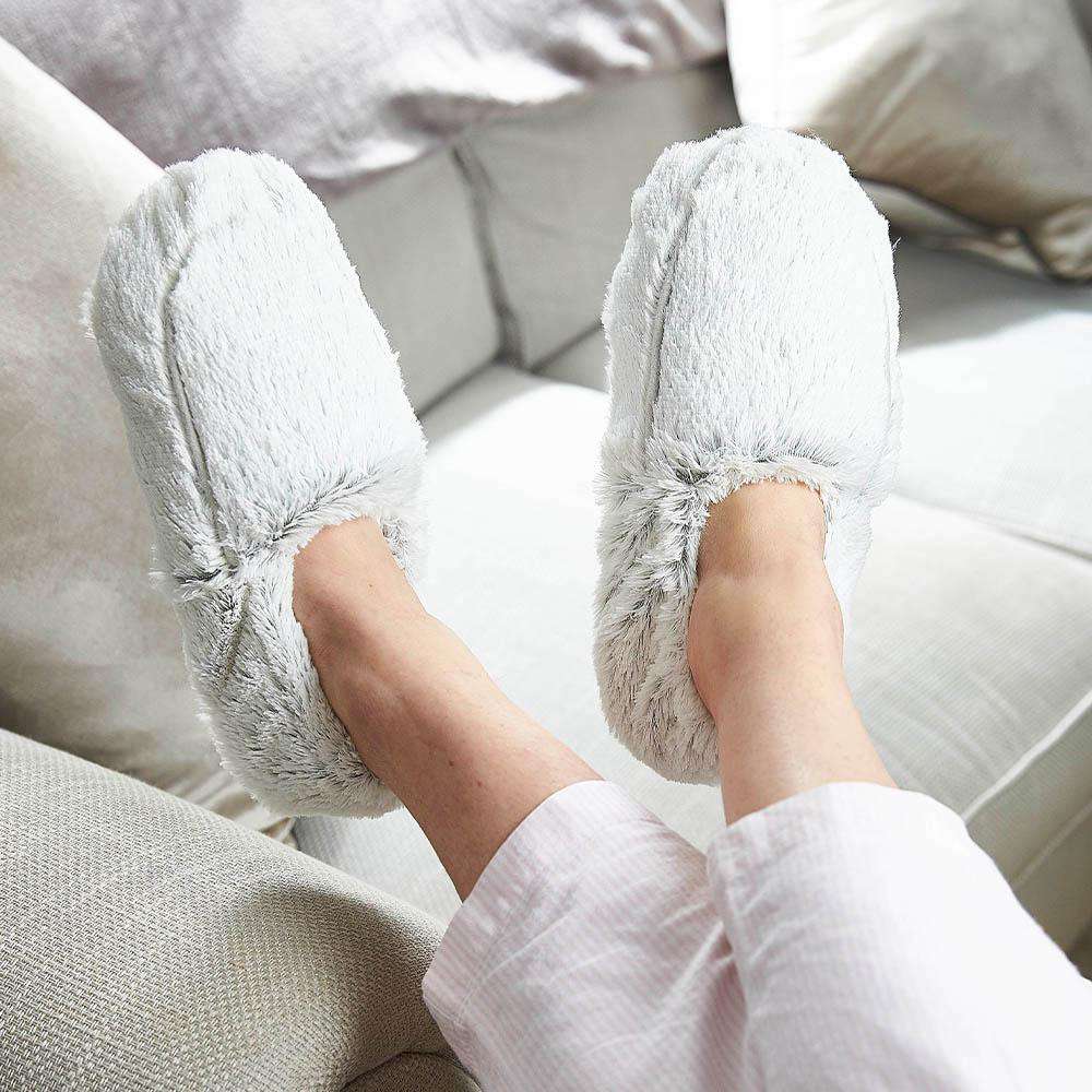 Image 96: Gray Marshmallow Warmies Slippers for Comfort