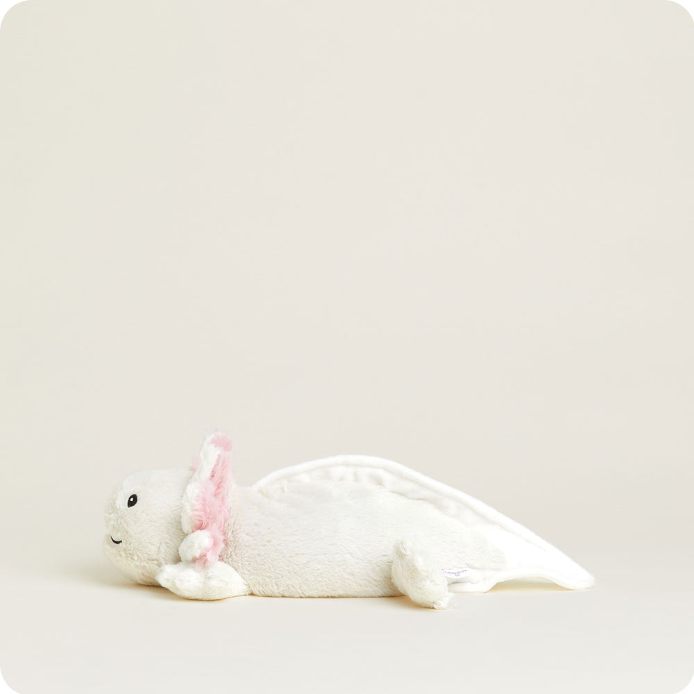 Image 107: Adorable White and Pink Plush Axolotl Stuffed Animal with Heating Pad Side View