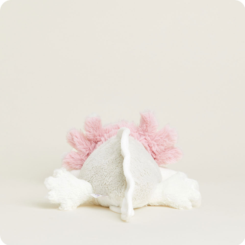 Image 108: Huggable White and Pink Axolotl Warmies Plush Heating Pad for Relaxation Back View