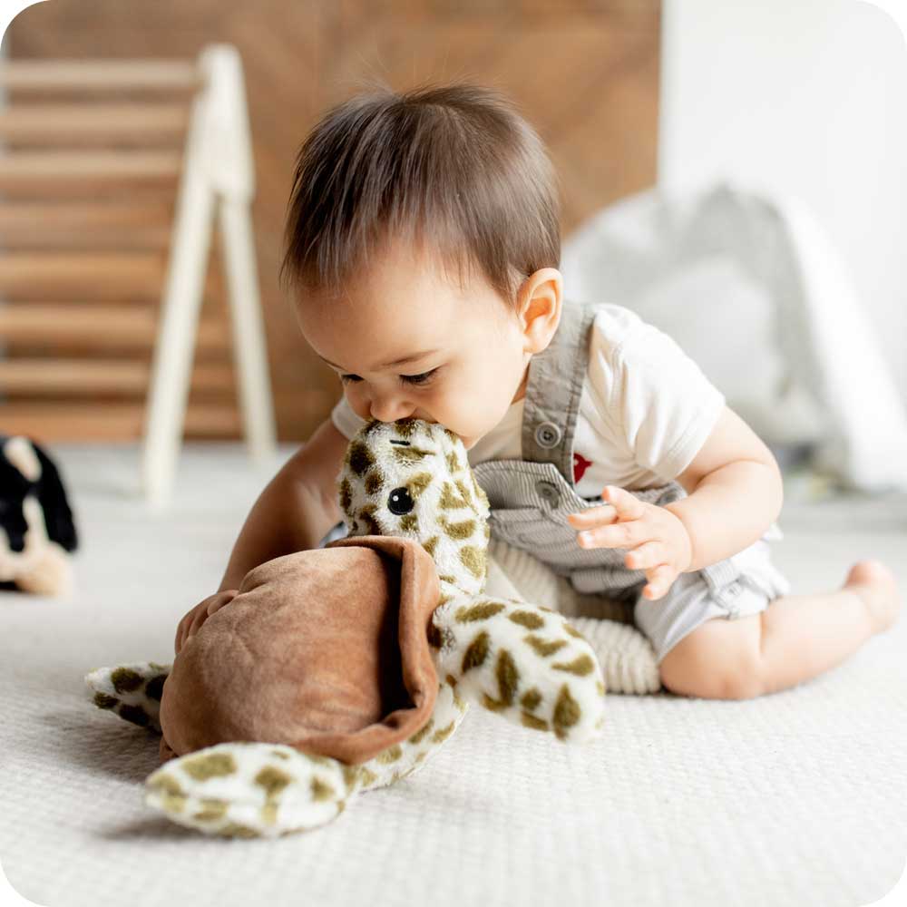 Image 106: Baby playing with Cute Weighted Lavender Scented Turtle Stuffed Animal Heating Pad Warmies