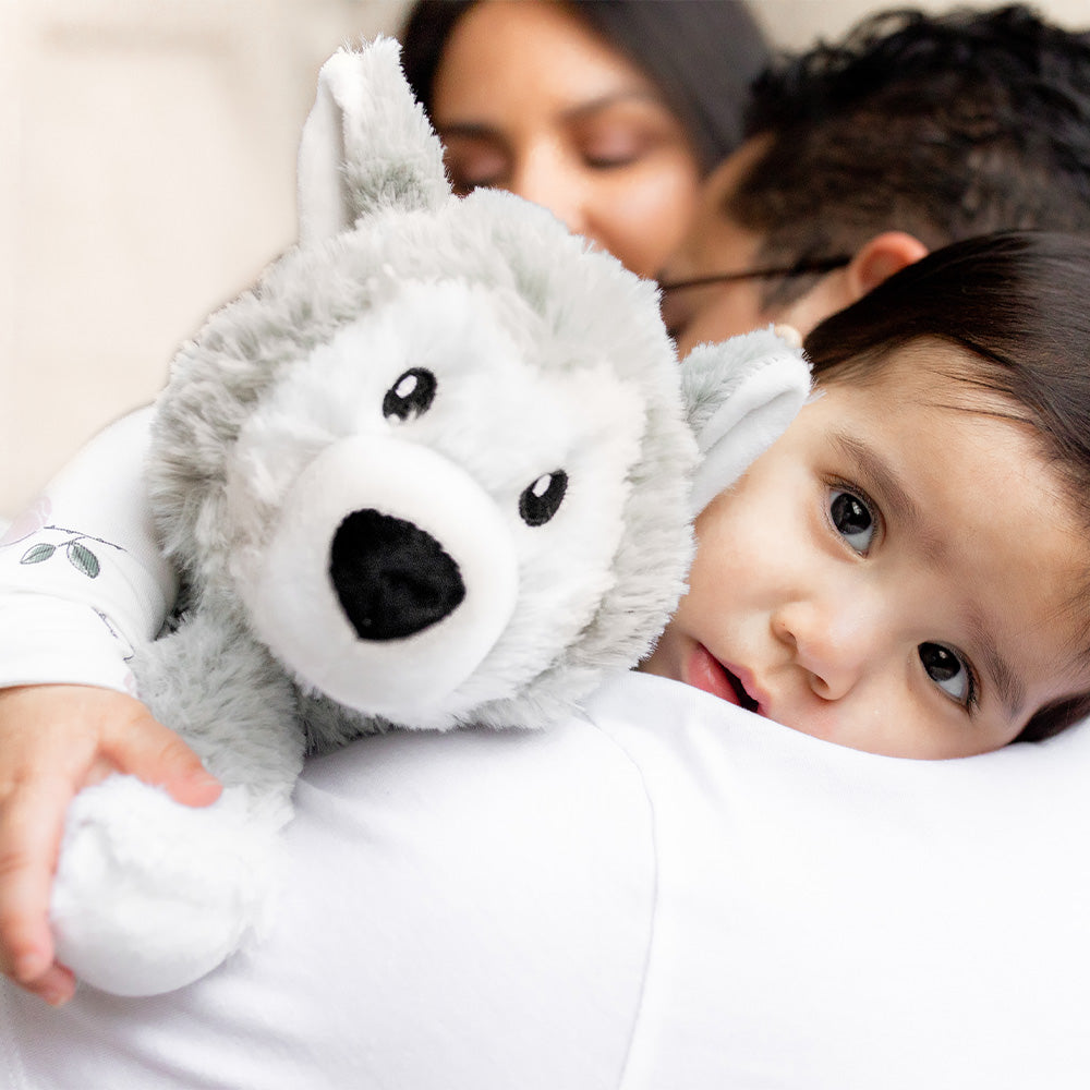 Image 105: Parents and baby cuddling Soft Warm Weighted Husky Plush Warmies