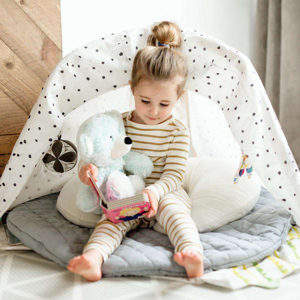 Image 103: Toddler sitting down with Soft Warm Weighted Celebration Bear Plush Warmies