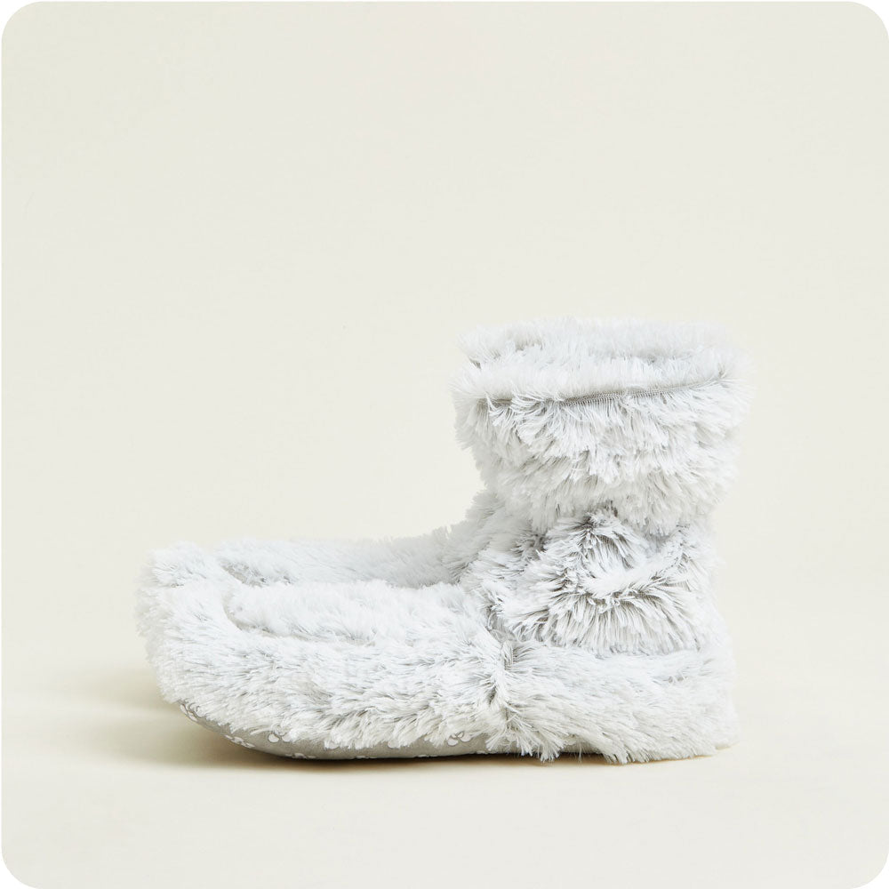 Image 100: Gray Warmies Boots: Microwavable coziness for ultimate relaxation.
