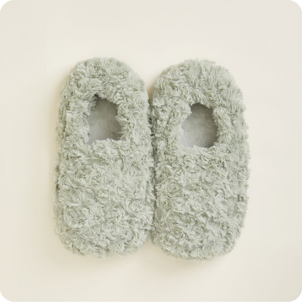 Image 94: Microwavable Curly Sage Green Warmies Slippers - Warmies USA