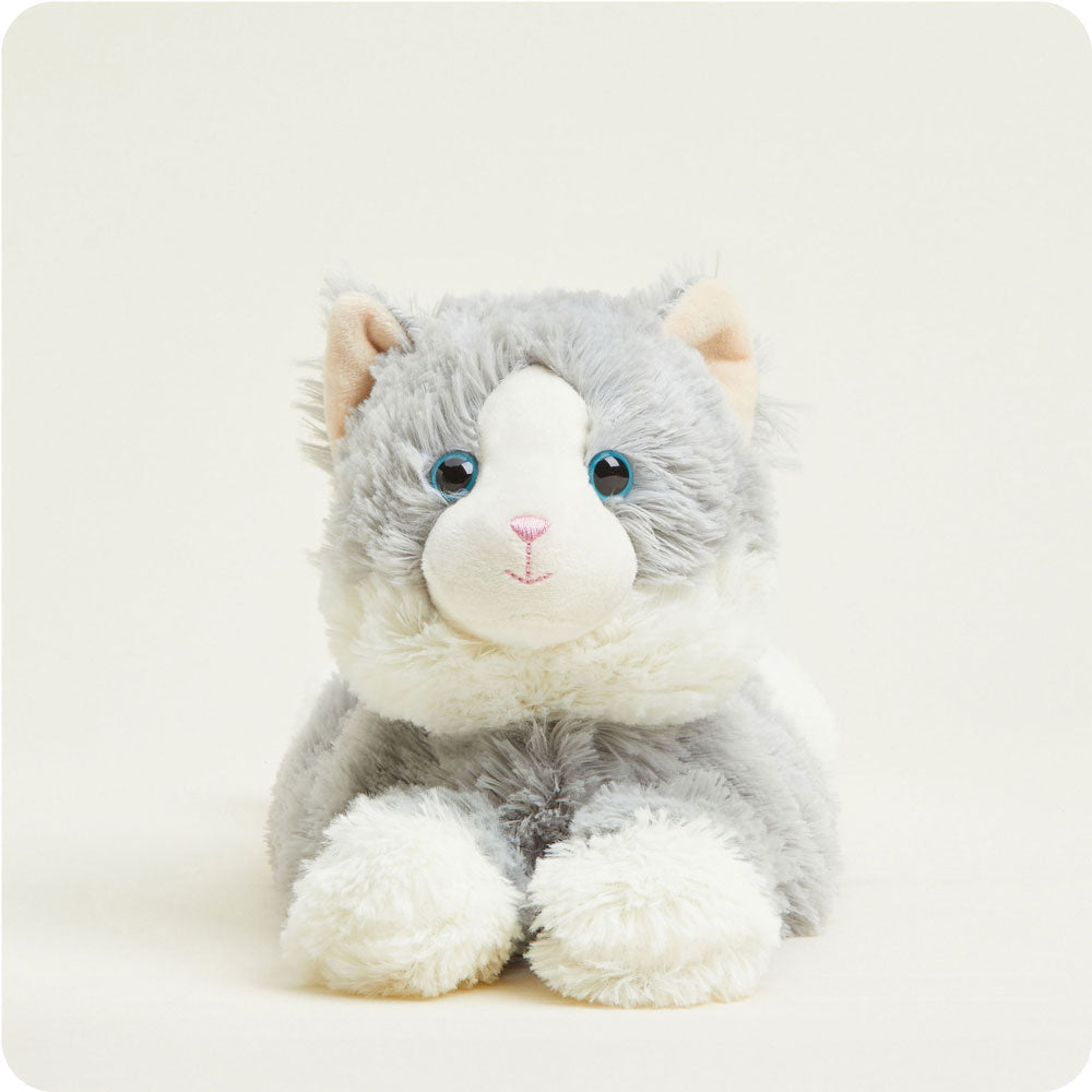 Image 95: Microwavable Laying Down Gray Cat Stuffed Animal Warmies